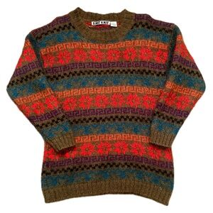 Vintage Mohair Sweater Knit 80s 90s cozy winter snowflake rare medium pattern